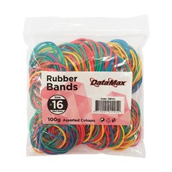 DataMax DM16C No.16 Rubber Bands 38x1.5mm 100g, Assorted Colours - Theodist
