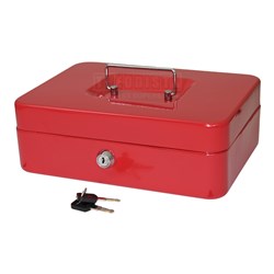DataMax DM250 Metal Cash Box with Coin Tray & Lock Red 250x180x87mm - Theodist