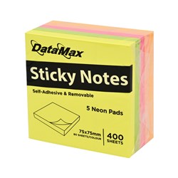 DataMax DM545 Sticky Notes Neon Pads 5 Pack, 400 Sheets - Theodist