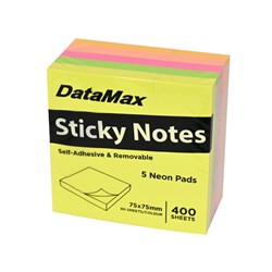 DataMax DM545 Sticky Notes Neon Pads 5 Pack, 400 Sheets - Theodist