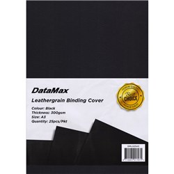 DataMax DMLG25A3 Leathergrain Binding Cover A3 300GSM Black 25Pcs/ Pack - Theodist