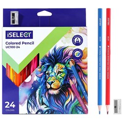 Deli iSELECT UC100-24 Coloured Pencil 24 Pack Includes Sharpener - Theodist