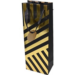 Artwrap E5924 Bottle Bag Gold Stripes 125x85x355mm - Theodist