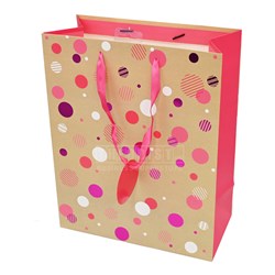 Artwrap E5926 Polka Dots Pink Large Gift Bag 255x127x320mm - Theodist