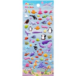 3D Foam Sticker Sea Animals Assorted Designs 95x230mm FD012 - Theodist