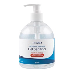 HygiMed HM500 Antiseptic Hand Rub Gel Sanitiser 80% Ethanol 500mL - Theodist