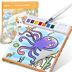 Joycat Water Color Animal Painting Set with Pen, Palette, 7 Solid Pigments & 20 Pages Colouring Book - Theodist