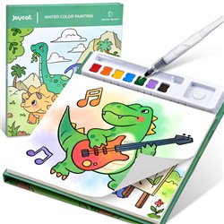JoyCat Water Color Dinosaur Painting Set with Pen, Palette, 7 Solid Pigments & 20 Pages Coloring Book - Theodist