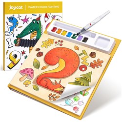 JoyCat Water Color Numbers Painting Set with Pen, 2 Brush Pen, 7 Pigments & 20 Pages Coloring Book - Theodist