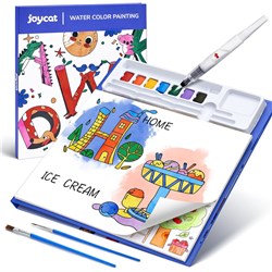 JoyCat Water Color Alphabet Painting Set with Pen, 2 Brush Pen, 7 Pigments & 20 Pages Coloring Book - Theodist