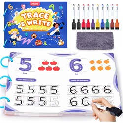 JoyCat Preschool Handwriting Practice Book Includes 10 Dry Erase Pens, Duster Cloth + Storage Bag - Theodist