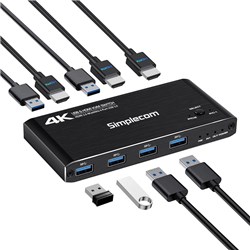 Simplecom KM420 2-Port KVM Switch HDMI 4-Port USB 3.0 Hub Adaptor - Theodist