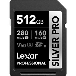 Lexar SDXC UHS-II 512GB Silver Pro Memory Card 280MBs(R) 160MBs(W), 843367131303 - Theodist