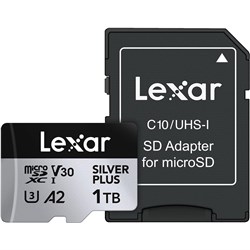 Lexar Micro SDXC UHS-I 1TB Silver Plus Memory Card 205MBs(R) 150MBsW+SD Adapter, 843367135363 - Theodist