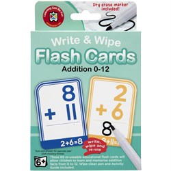 Learning Can Be Fun Write & Wipe Flash Cards Addition 0-12 Age 6+ - Theodist