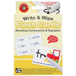 Learning Can Be Fun Write & Wipe Flash Cards Blending Consonants & Digraphs 5+ - Theodist