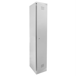 Steel Locker Single Door, Grey - 300mm X 455mm X 1829mm - Theodist