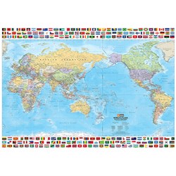 Hema World & Flags Pacific-Centred Wall Map-1010X720mm- Theodist