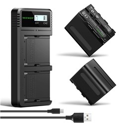 Neewer NW-F970 Dual Charger with 2Pcs 7800 mAh NP-F970 Battery - Theodist