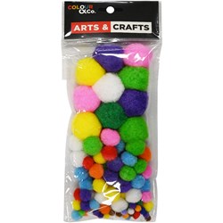 Colour & Co. PP100AC Pom Poms Assorted Colours and Sizes, 100 Pcs - Theodist