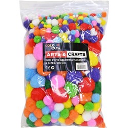 Colour & Co. PP500AC Pom Poms Assorted Colours and Sizes, 500 Pack - Theodist