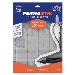 Permastik #190 Large Clear Refill Strips, 24 Strip, Holds 1kg Strong - Theodist