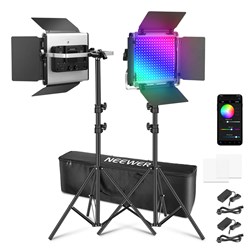 Neewer 2 Pack RGB660 Pro II LED Video Light, RGB App LED Light+2×200cm Light Stand+1×Bag (AU) - Theodist