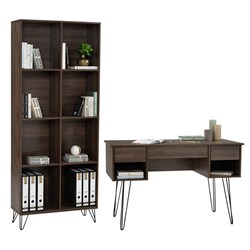 Working Desk with Bookcase Set Walnut - Theodist