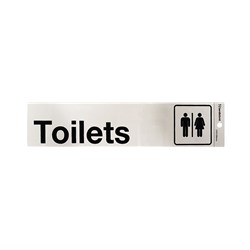 Sandleford SIG39 "Toilets-Ladies' Men's" Symbol Self-Adhesive Sign 245x58mm - Theodist