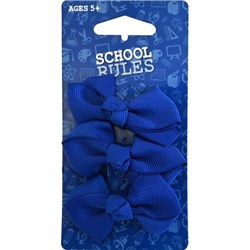 School Rules SRW2001109 Hairclip Snap Ribbon Blue 3pk - Theodist
