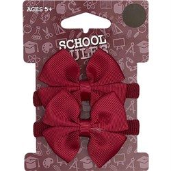 School Rules SRW2001148 Bow Hair Ties Maroon 2 / Pack - Theodist