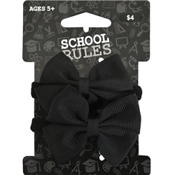 School Rules SRW2001155 Bow Hair Ties Black 2 / Pack - Theodist
