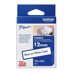 Brother TZe-FA3 Labelling Tape, Blue on White, 12mmx8m - Theodist