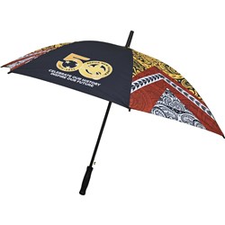 Umbrella with PNG’s 50th Independence Day Logo & Tribal Design, Black - Theodist