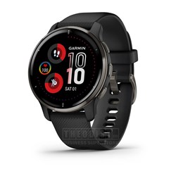 Garmin Venu 2 Plus Watch Slate Stainless Steel Bezel with Black Case and Silicone Band - Theodist