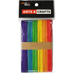 Colour & Co. WPS50C Wooden Popsicle Sticks, Coloured, 150mm, 50 Pack - Theodist