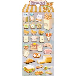 Inamazy Bread, Chocolate, Pizza Puffy Foam 3D Stickers Assorted WR037 - Theodist