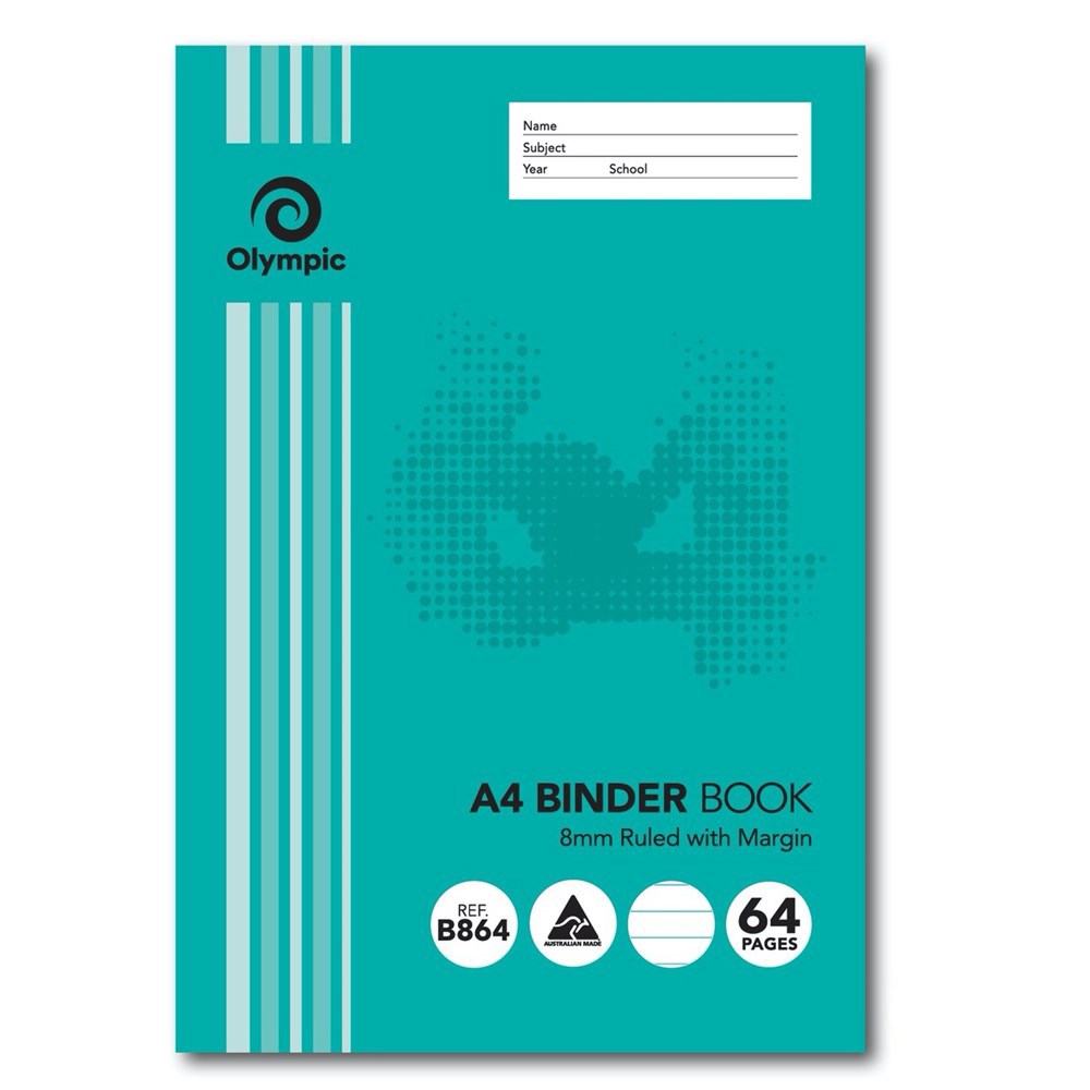 BINDER BOOK A4 7 HOLE 64pg B864 FEINT RULED 8mm Theodist Theodist