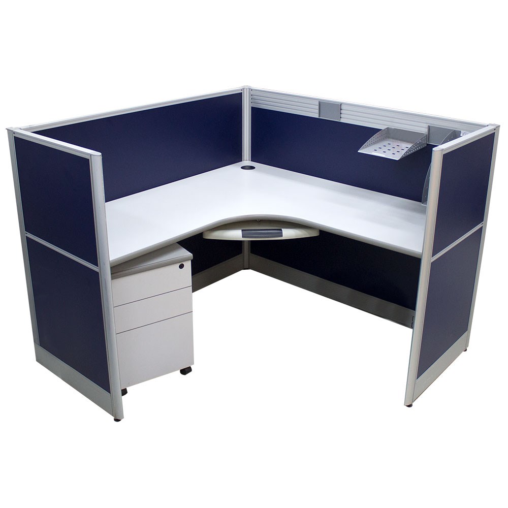 Partitioned Workstations 1 Person Complete Desk 1500x1500mm Theodist