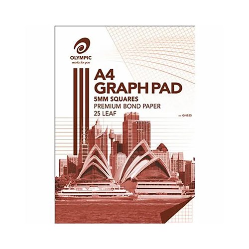 Olympic Graph Pad A4 25 Leaf 5mm Graph Ruled