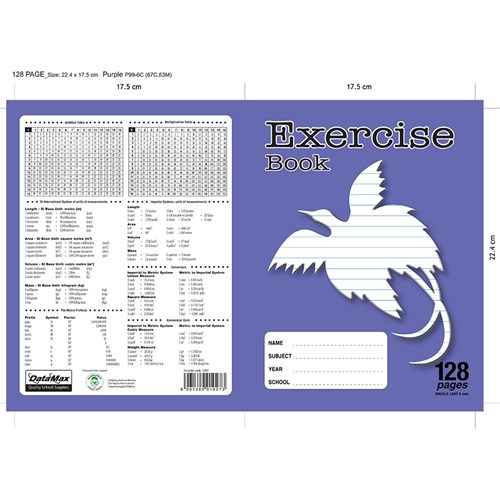 DataMax 128 Page Exercise Book, Purple_1 - Theodist