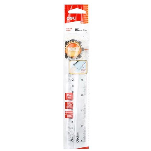 Deli G00112 Transparent Plastic Ruler 15cm_2 - Theodist