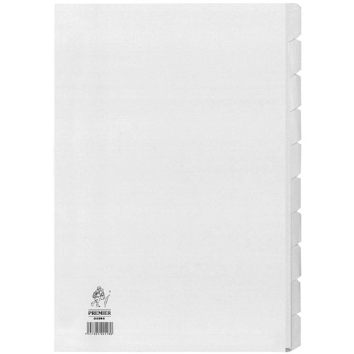 DIVIDER 10 TAB A4 WHITE UNPUNCHED PREMIER