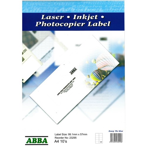 ABBA 23295 Address, Filing, Media, Shipping, Card Labels 10 A4 100 99.1x57mm - Theodist