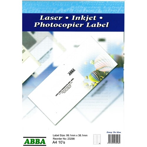 ABBA 23298 Address, Filing, Media, Shipping, Card Labels 10 A4 140 99.1x38.1mm - Theodist