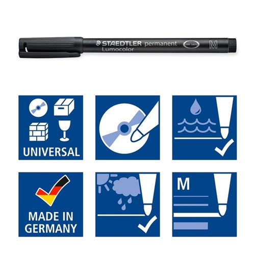 Staedtler 317 Lumocolor Permanent Pen Medium Black_4 - Theodist