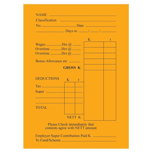 DataMax 3805216 11B Gold Kraft Pay Printed Envelopes 90x145mm 100 Pack_1 - Theodist 