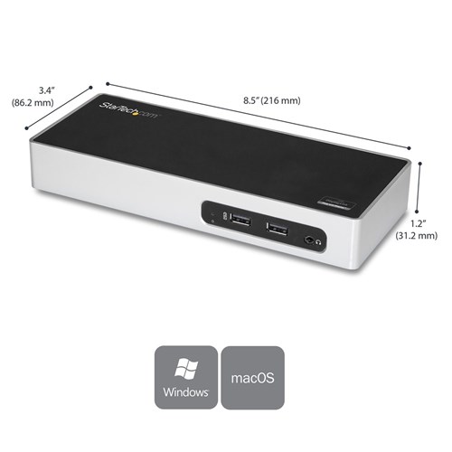 StarTech USB 3.0 Docking Station - Dual Monitor Laptop Docking Station with HDMI & DVI/VGA Video