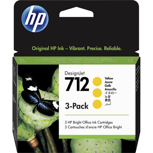 HP 712 Standard-Capacity Yellow Ink Cartridge (3-Pack)