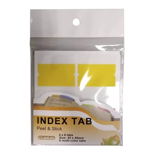 INDEX TABS 44x40mm MULTI-COLOUR 4x6 TABS